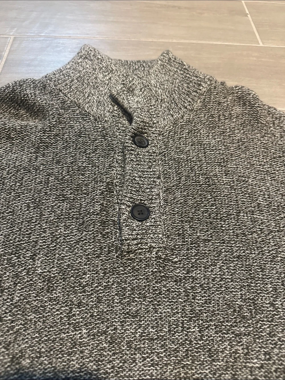 Banana Republic Men's Charcoal Zip-Button Knit Sweater